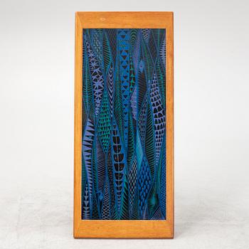 Stig Lindberg & David Rosén, an oak and enamel coffee table from Nordiska Kompaniet and Gustavsberg, 1950's.