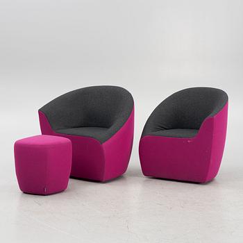 UNStudio/Ben van Berkel, fåtöljer, ett par, med fotpall, "Seating Stones", Walter Knoll.