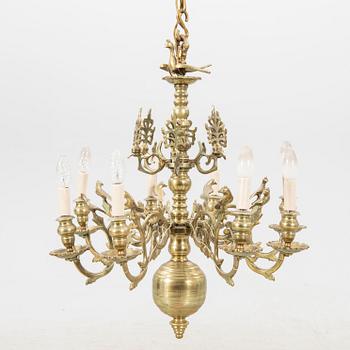 A Broque style brass chandelier 19th century.
