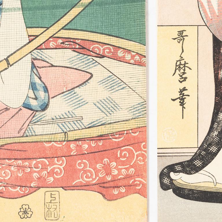 Fyra träsnitt ur mapp utgiven av Tokyo Bijutsu Kankokai (Tokyo Art Publishing Association", tidigt 1900-tal.