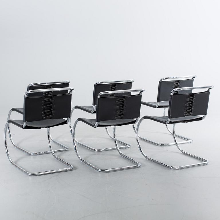STOLAR, 6 st, "MR 10", Mies van der Rohe för Knoll, f formgivna 1927. Märkta i metallen.