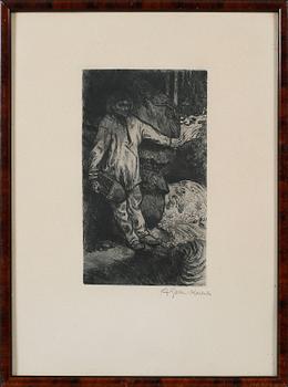 AKSELI GALLEN-KALLELA, etsning, signerad A Gallen-Kallela.