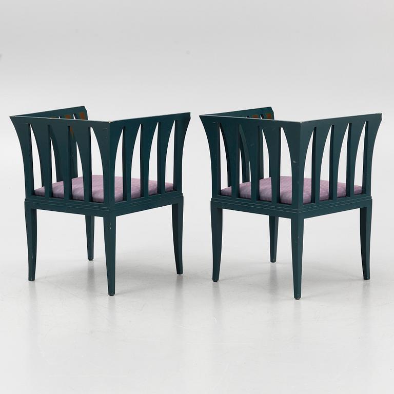 Eliel Saarinen, armchairs, a pair, "Blue Chair", Adelta, Finland 1983.