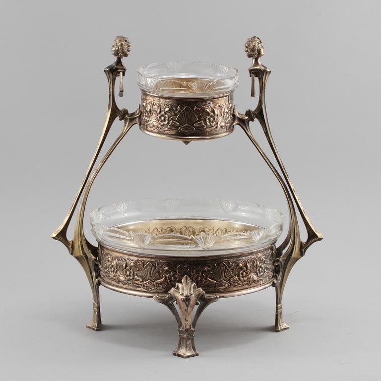 JARDINIERE, nysilver, jugend, 1900-talets första del.