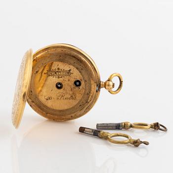 Pocket watch, 18K gold, 37 mm.