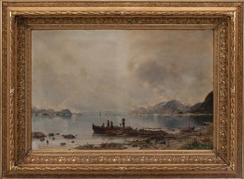 OKÄND KONSTNÄR, oljemålning på duk, signerad T Björnberg 1889.