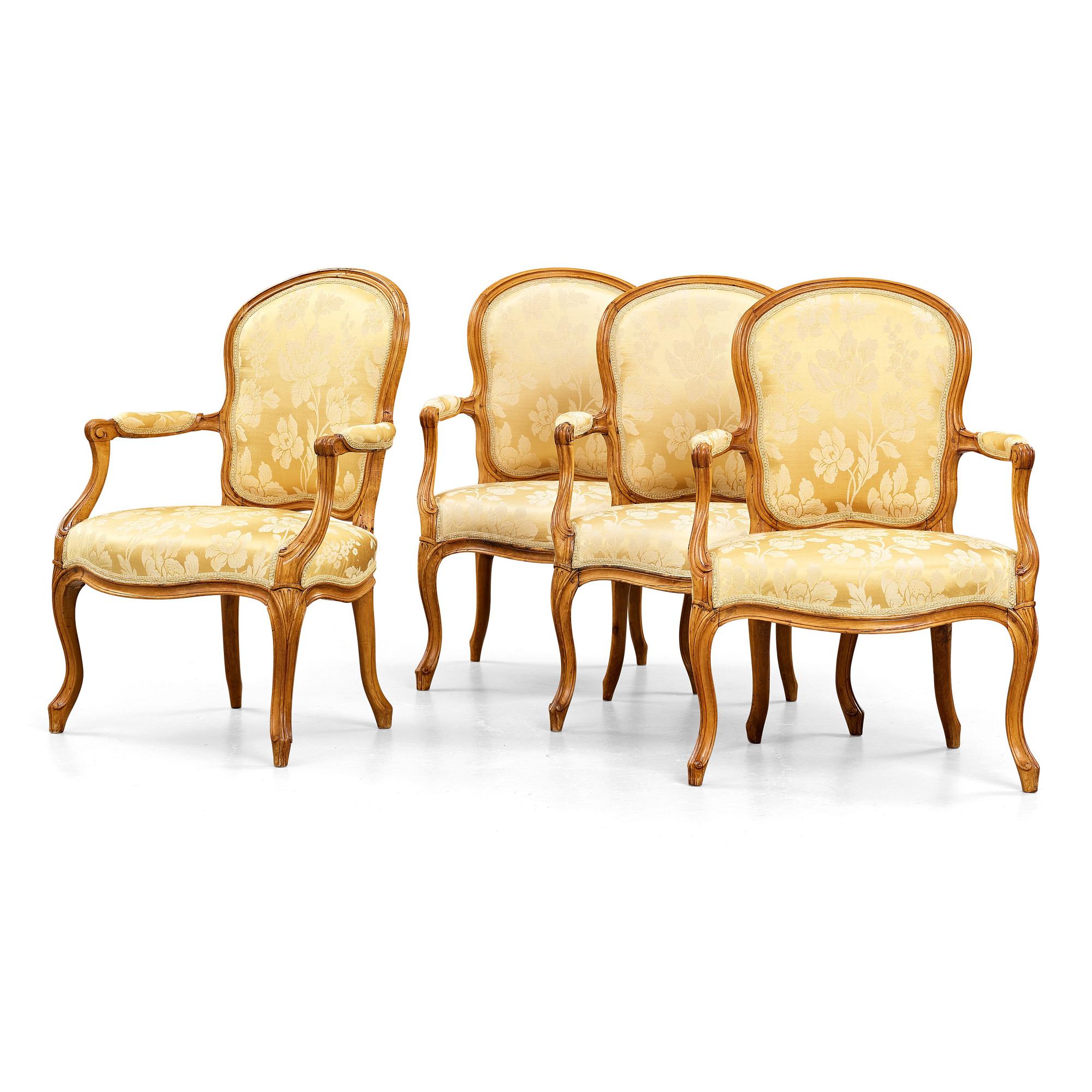Four armchairs by Georges Jacob (master in Paris 1765-1814), Louis XV, 18th century.