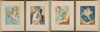 Dorothea Tanning · DOROTHEA TANNING, färgetsningar, 4 st, signerade och numrerade 51/100.