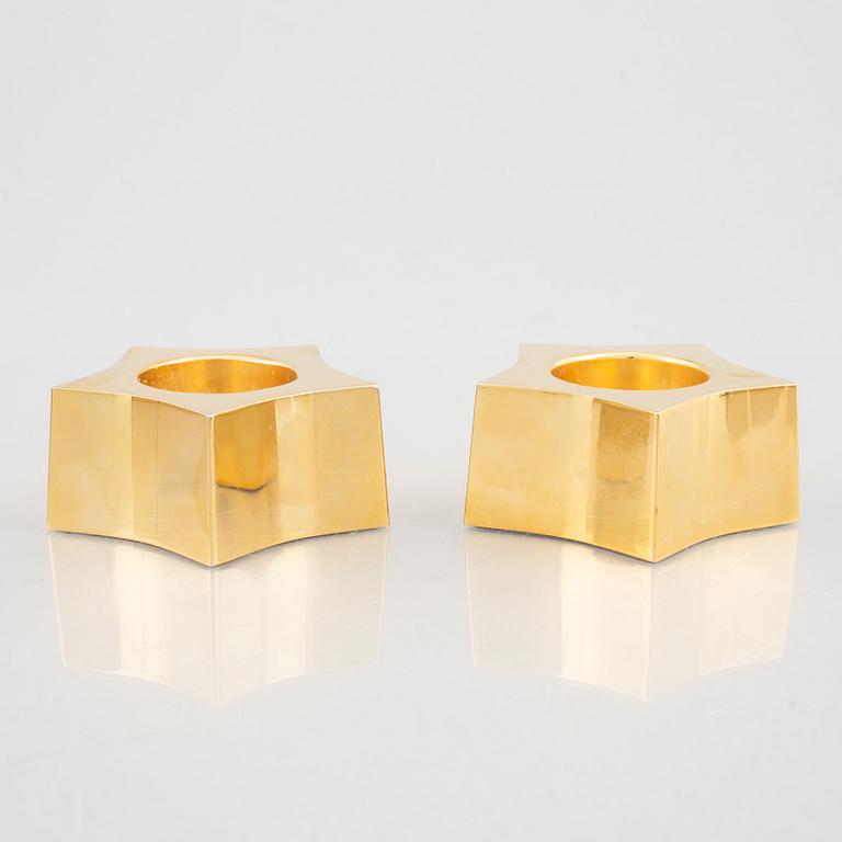 A set of six brass candle holders, sold by Svenskt Tenn, 1970s.