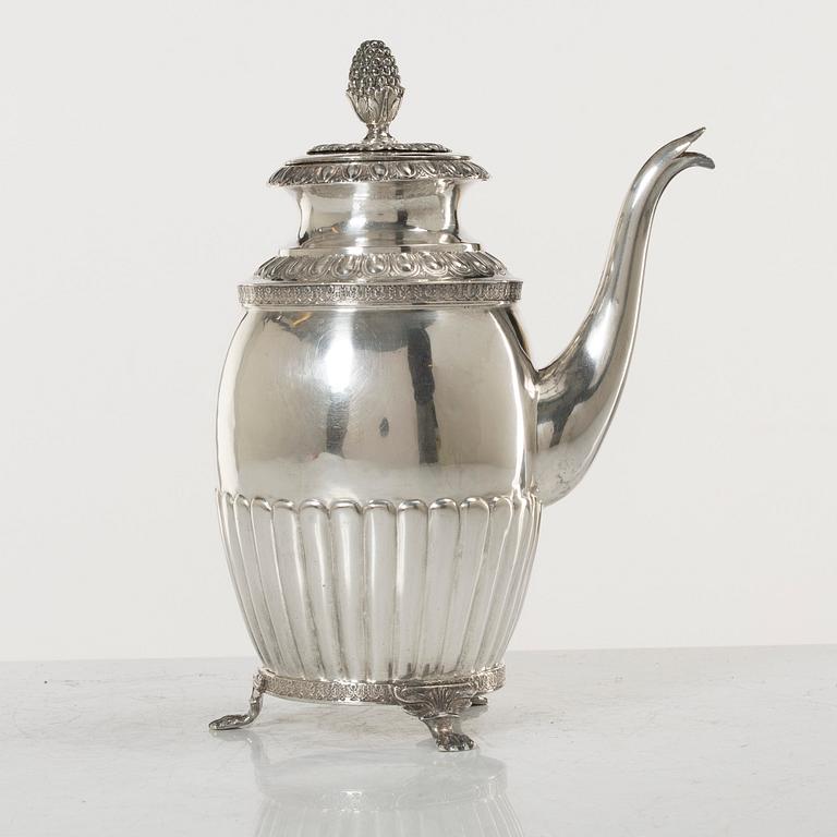 Anders Lundqvist, kaffekanna, silver, Stockholm 1845.