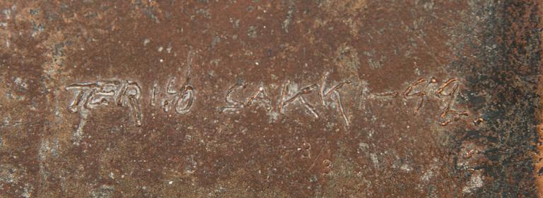 Terho Sakki, a bronze relief, signed and dated -92.