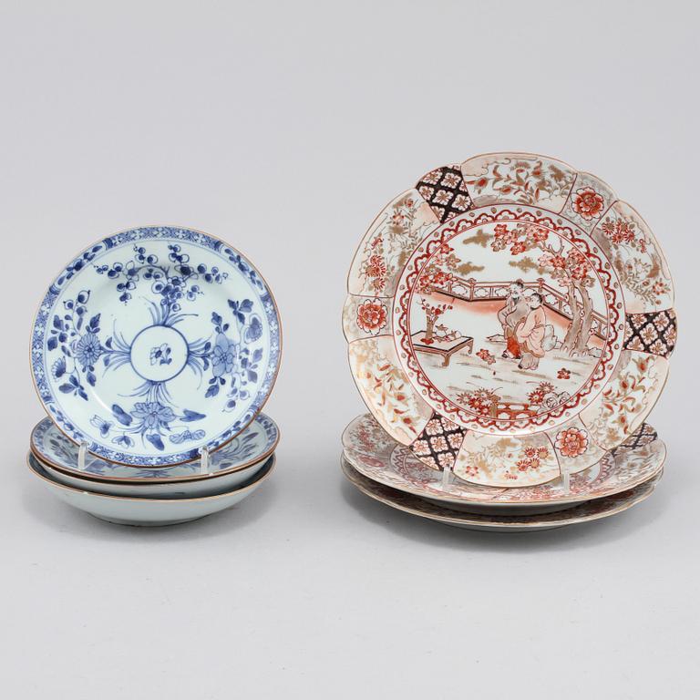 FAT, 4 st, TALLRIKAR, 3 st, porslin, Kina, 1700- respektive 1900-tal.