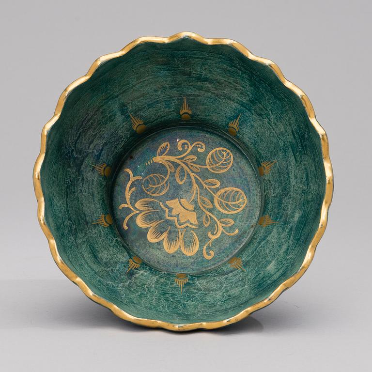 JOSEF EKBERG, SKÅL, flintgods, Gustavsberg, signerad JE.