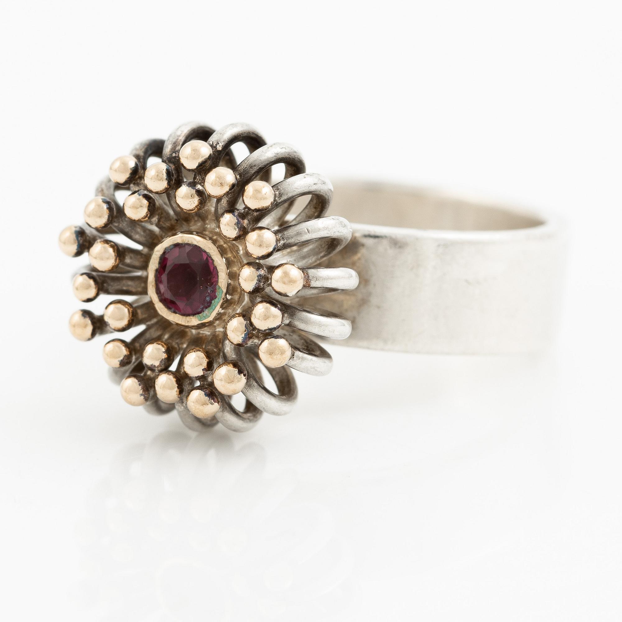 Anders Högberg, ring, sterling silver with a pink stone, Gothenburg 1989.