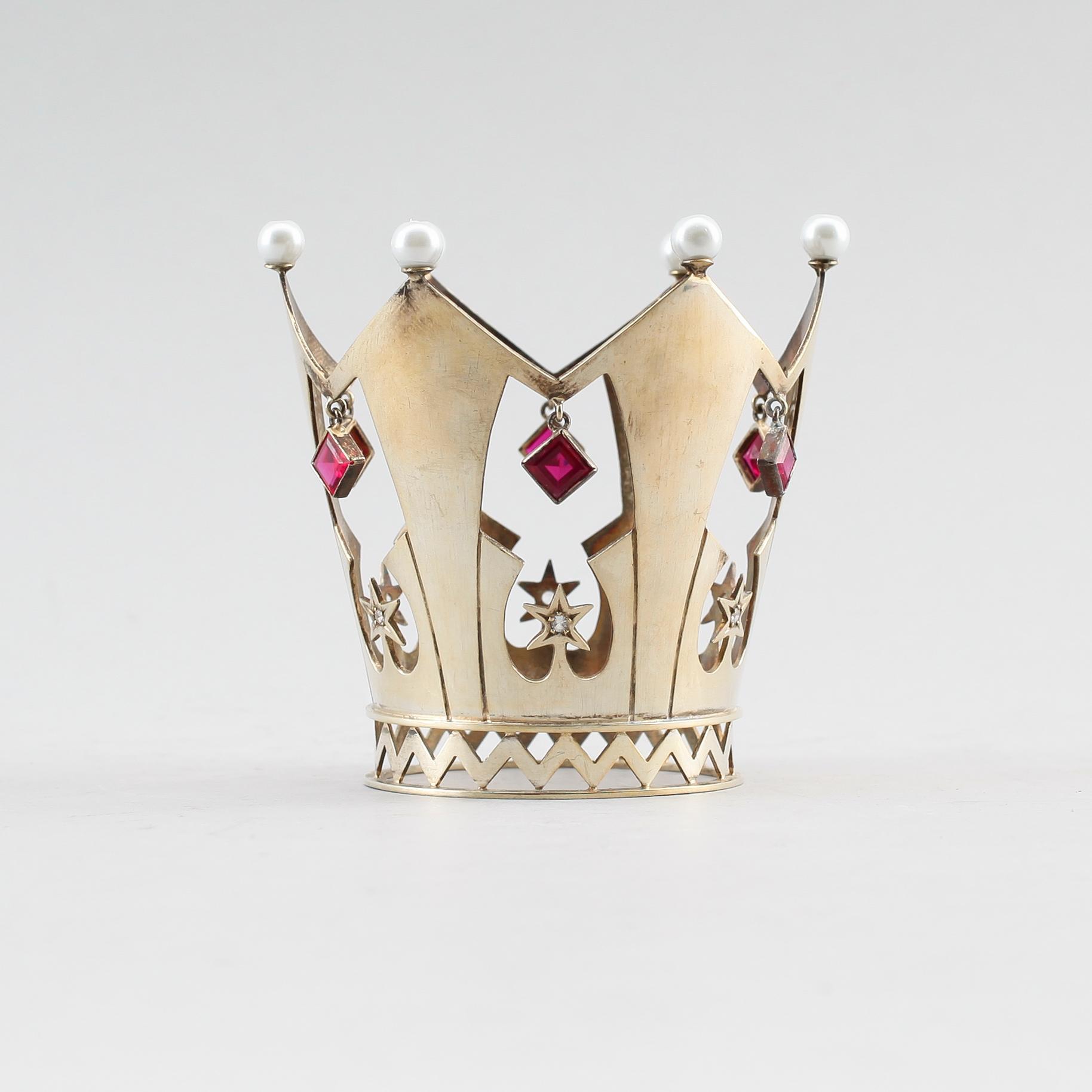 BRUDKRONA, förgyllt silver, Arne Adolfsson & Co, Malmö 1964. Vikt ca 143 gram.