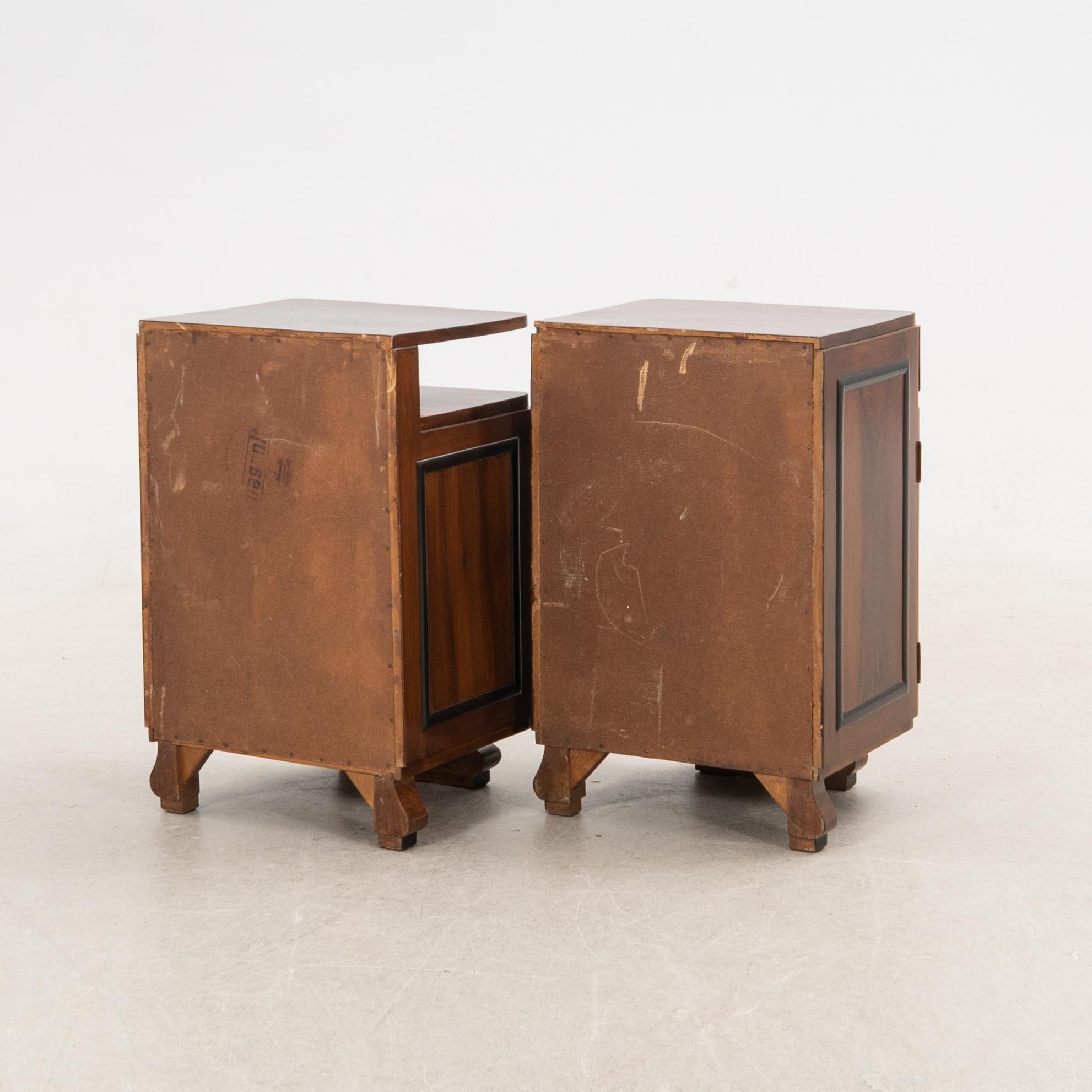Bedside tables, a pair, Art Deco, first half of the 20th century.
