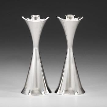 44. Helge Lindgren, a pair of silver candlesticks by K Andersson, Stockholm 1960.