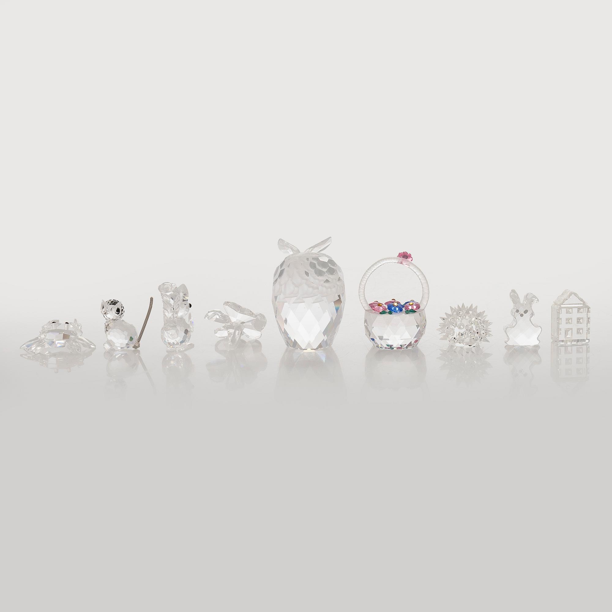 Swarovski, a set of 9 crystal figurines, late 20th century.