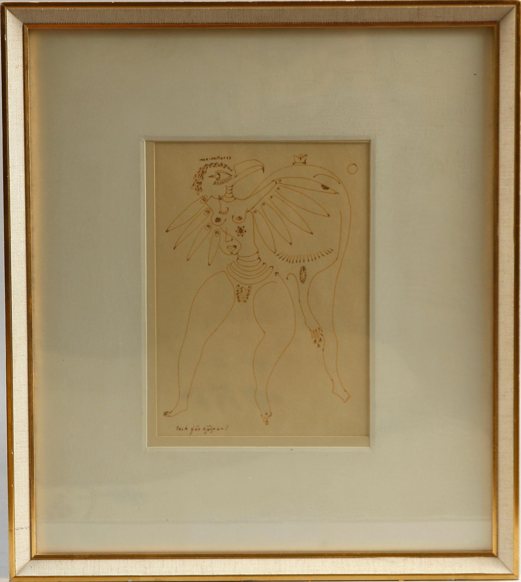 MAX WALTER SVANBERG, teckning, sign.