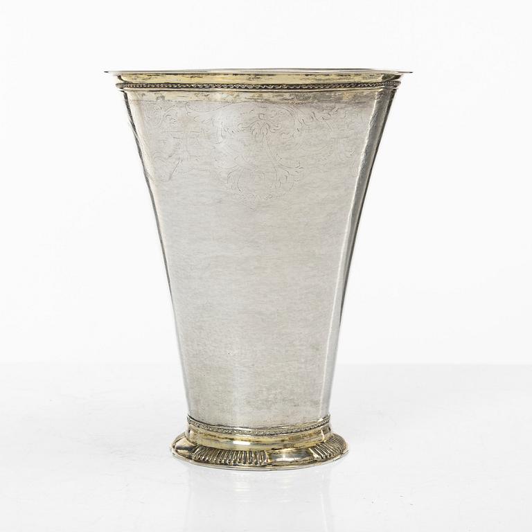 Christoffer Wasserman, bägare, delvis förgyllt silver, Lindesberg (verksam 1734-1770).