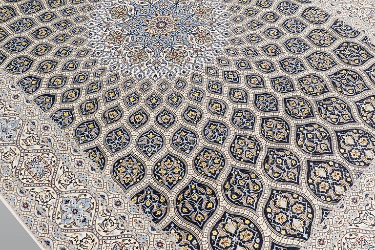 A part silk Nain carpet, so called 6 LAA, ca 306 x 215 cm.