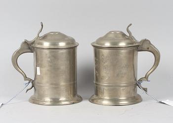 CYLINDERSTOP, 2 st, tenn, JA Gellerstedt, Härnösand 1845 resp NA Santesson, Sthlm 1850-tal.