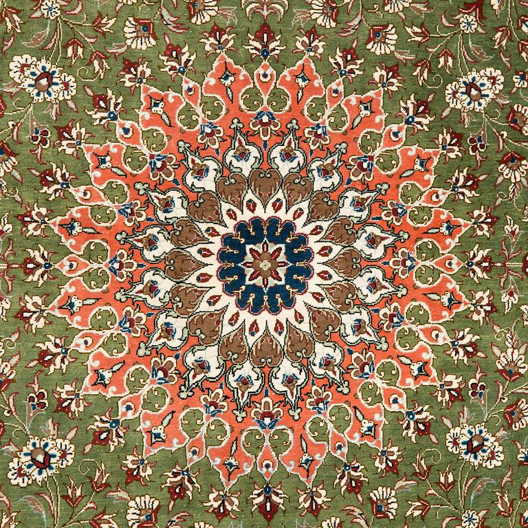 A silk Qum rug, circa 152 x 101 cm.