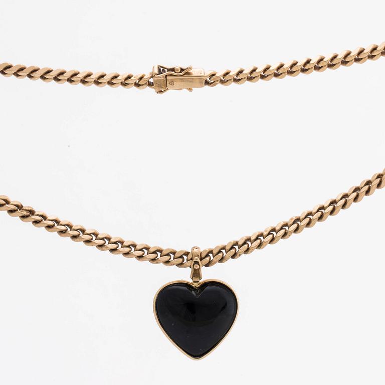 COLLIER 18K guld, hänge m svart sten troligen onyx,