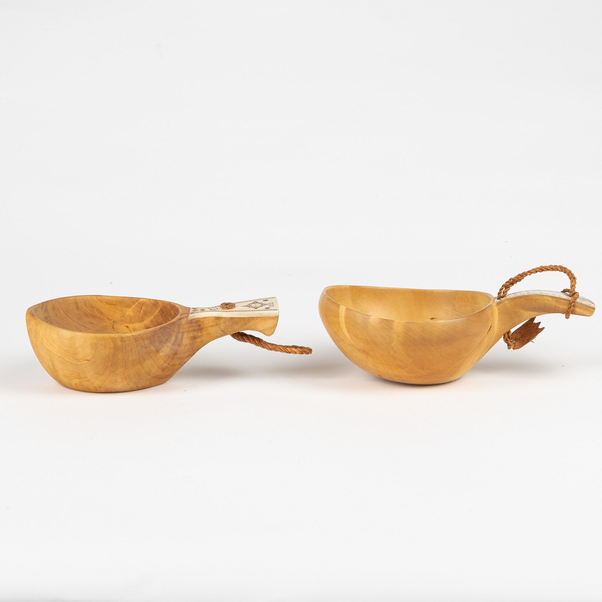 Two birch cups, one by Per-Anders Hurri, signed and dated 1990.