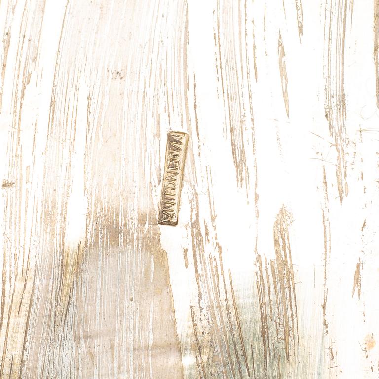 A Chinese copper plated with silver and alpaca and enamelled box with cover, 20th century.