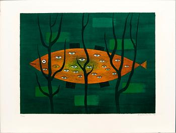 Halmstadgruppen Fyrtiofem år, mapp,  med 6 färglitografier, signerade och numrerade 2/350.