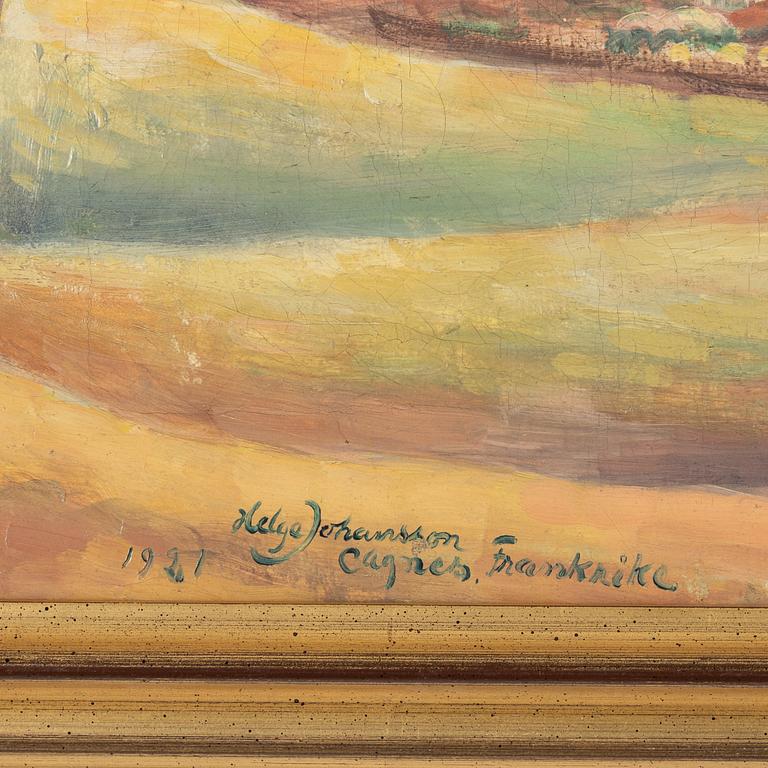Helge Johansson, oil on canvas, signed and dated Cagnes, Frankrike 1921.