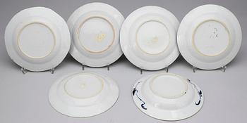 TALLRIKAR, 6 st, porslin, Kina, Qianlong 1736-1796.