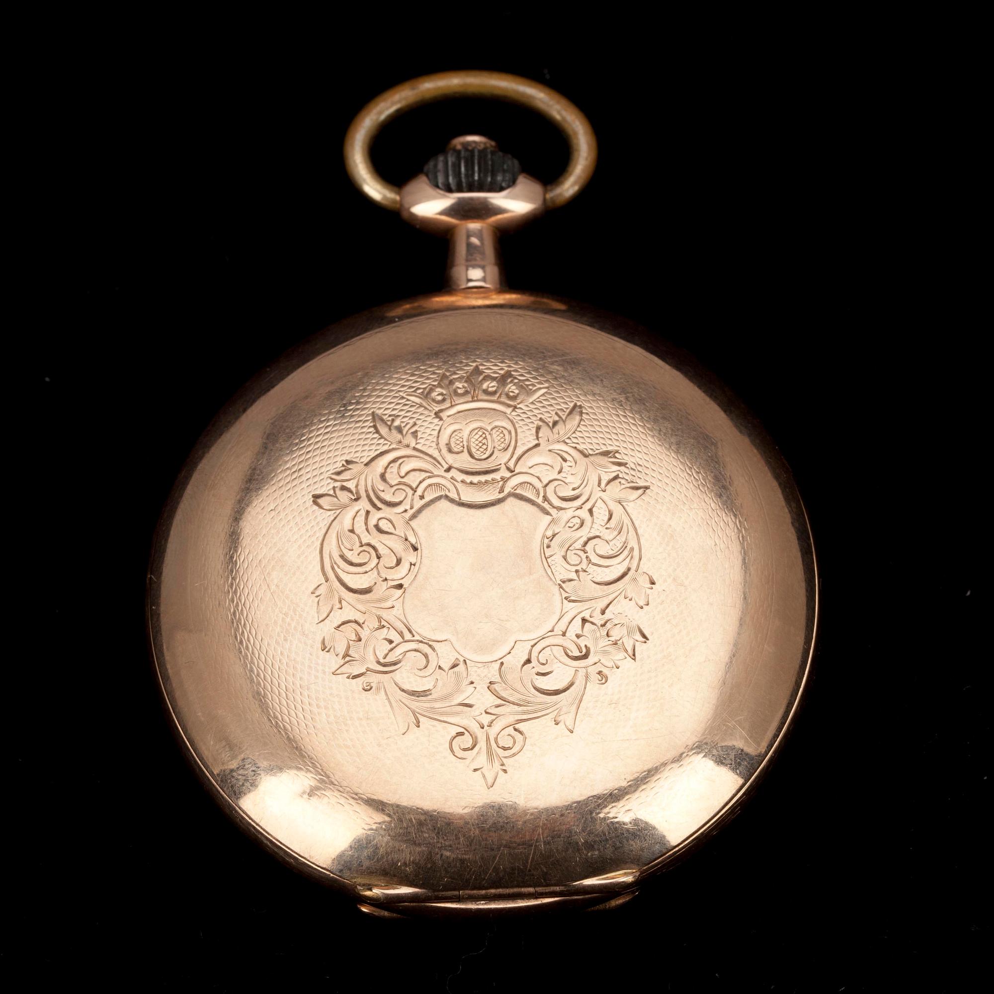 FICKUR, savonett 14K guld. Schwetziska stämplar, kring 1920.