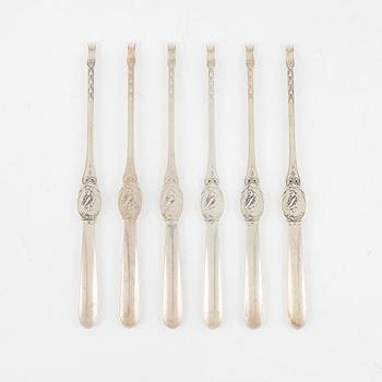 W.A. Bolin, lobster forks, set of 6, silver, Stockholm 1940.