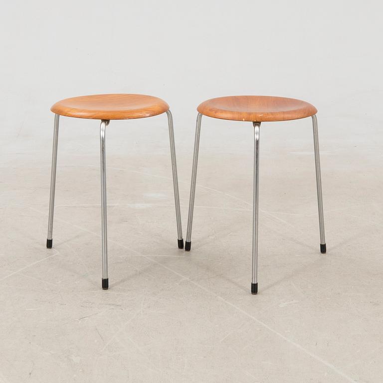 Arne Jacobsen, two stools, "Dot" for Fritz Hansen, Denmark, 1970.
