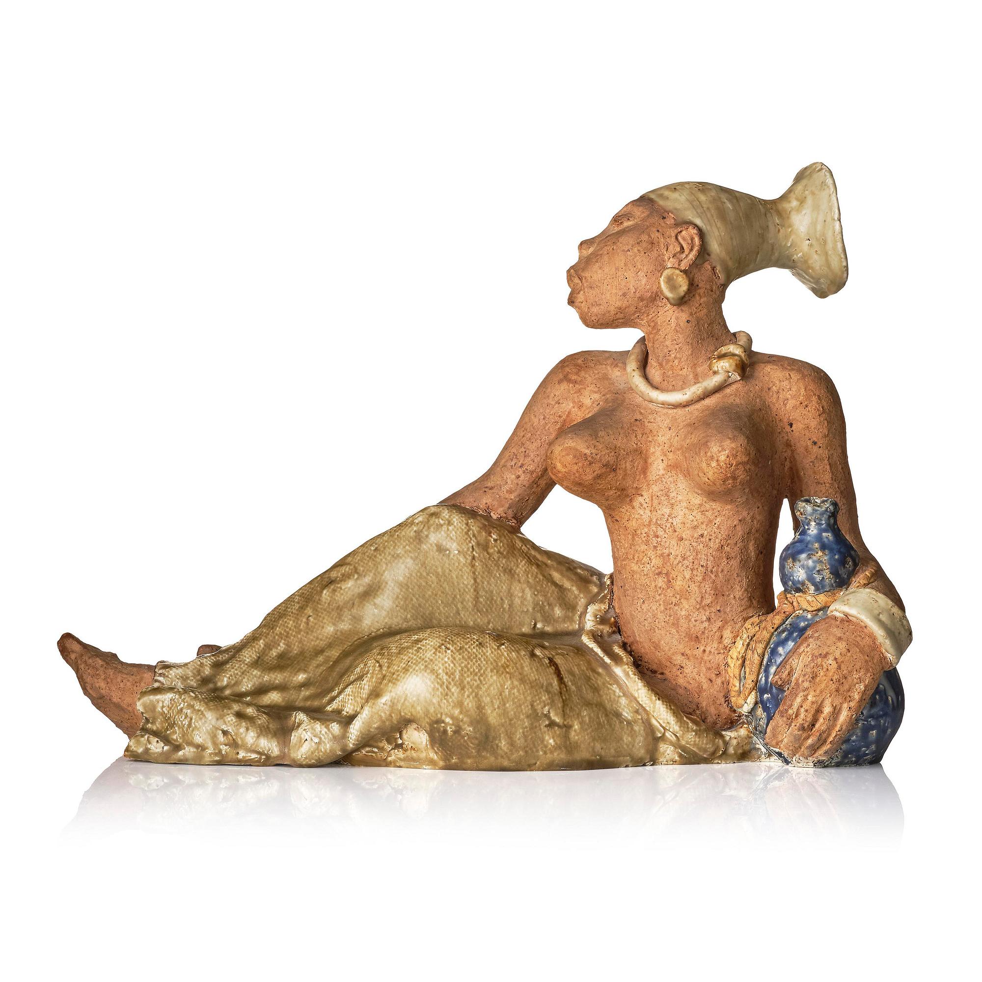 Michael Schilkin, skulptur, stengods, vilande kvinna, Arabia, Finland, 1940-tal.