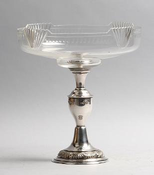PRAKTSKÅL, nysilver och glas, tidigt 1900-tal.