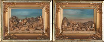 OKÄND KONSTNÄR, 2 st, blandteknik, omkring sekelskiftet 1900.