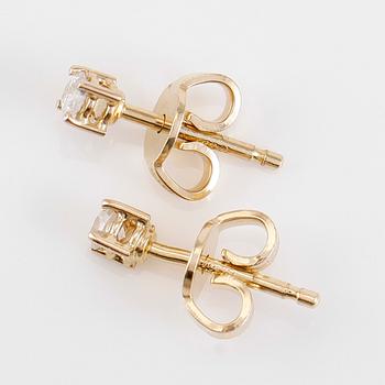ÖRHÄNGEN, 1 par, 18K guld och diamanter tot ca 0.19 ct.