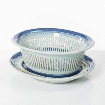 Gallerskål med fat, kompaniporslin, Kina, Qingdynastin, 1800-tal.