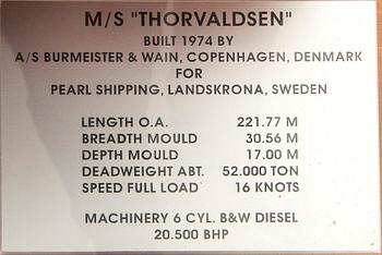 A ship model, M/S Thorvaldsen, launched 1974.