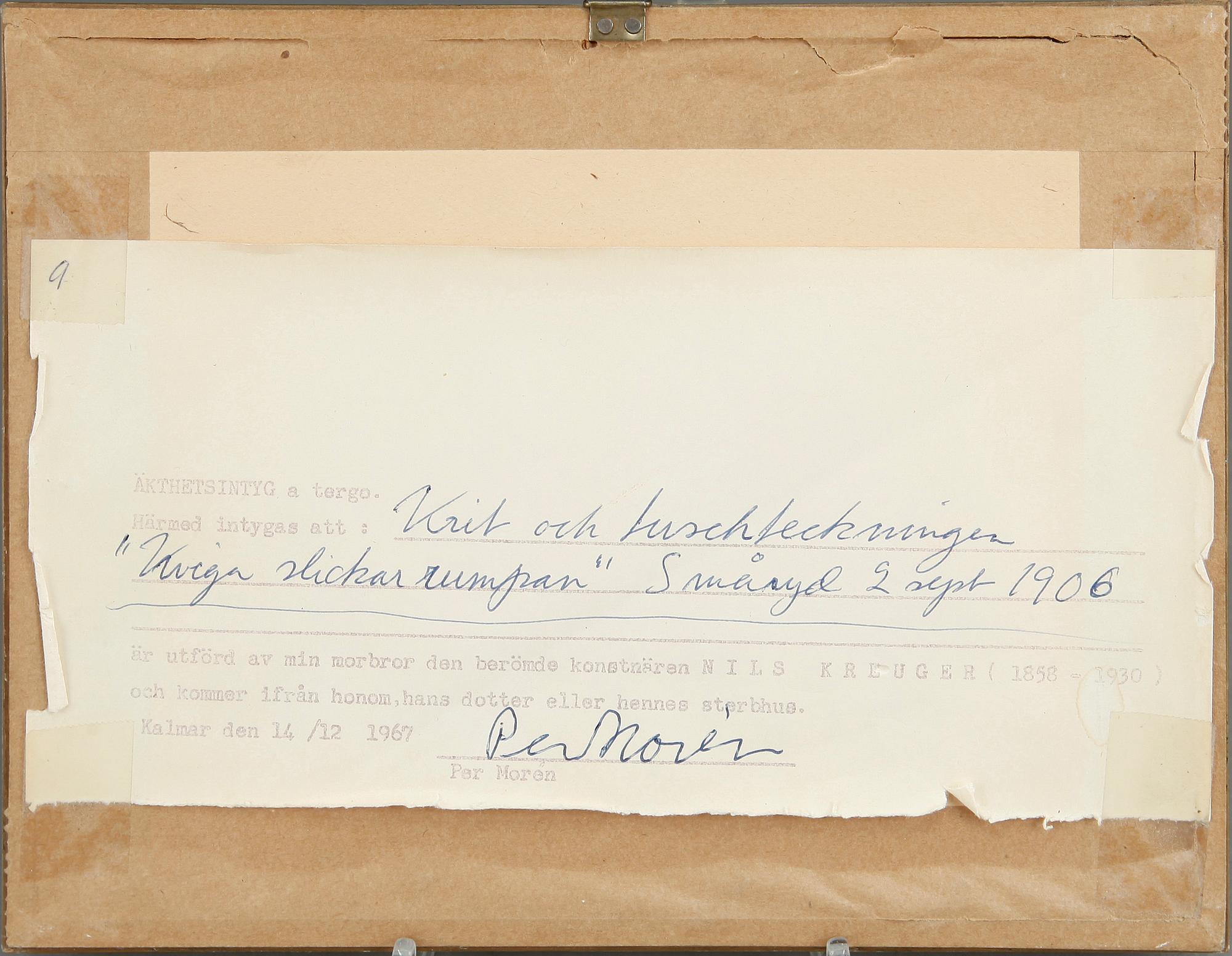 NILS KREUGER, tillskriven, 2 st, blandteknik på papper, osignerade, daterade 1906 och 1909.