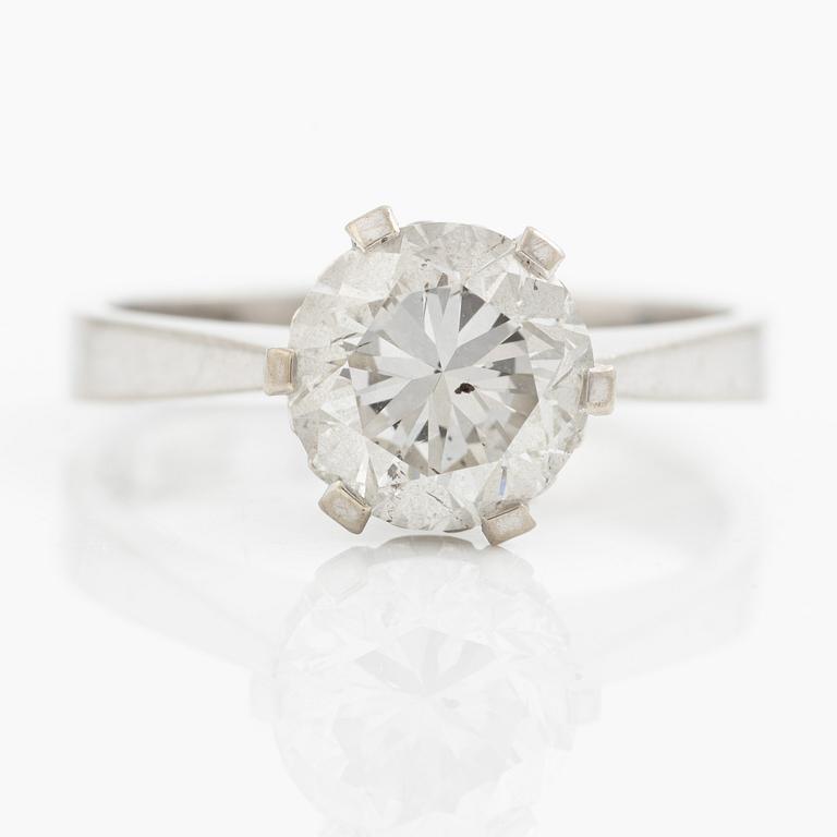 Ring, solitaire, 18K white gold with brilliant-cut diamond 1.79 ct.