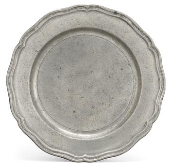 711. A Rococo pewter plate by G. Östling, Vimmerby.