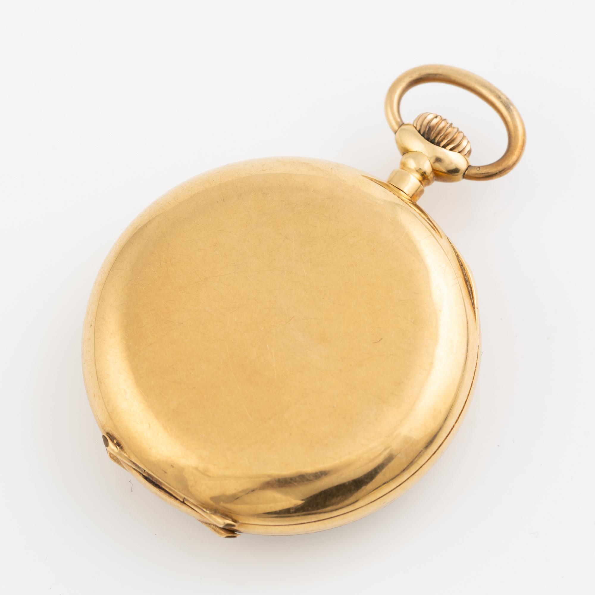 Pocket watch, 18K gold, 33 mm.