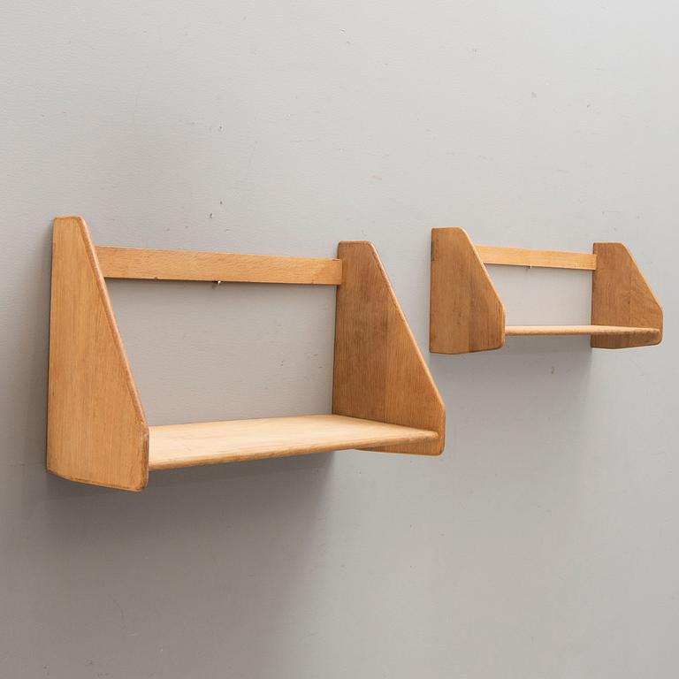 Hans J Wegner, wall shelves, 2 pcs, Denmark, 1950s-60s.