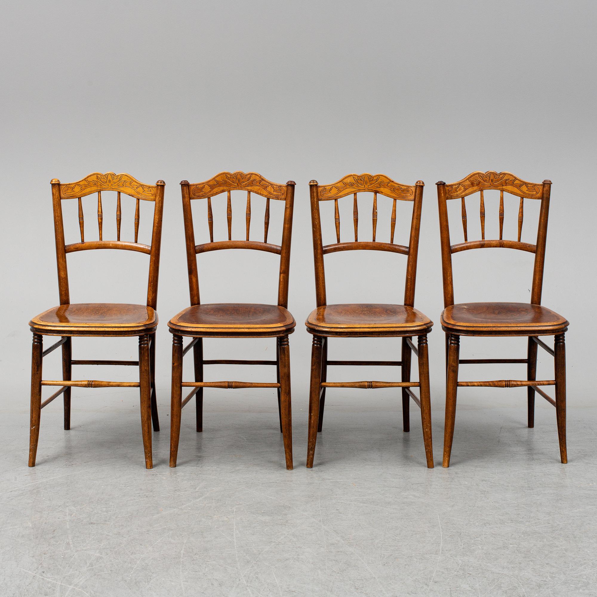 A set of four chairs, early 20th century.