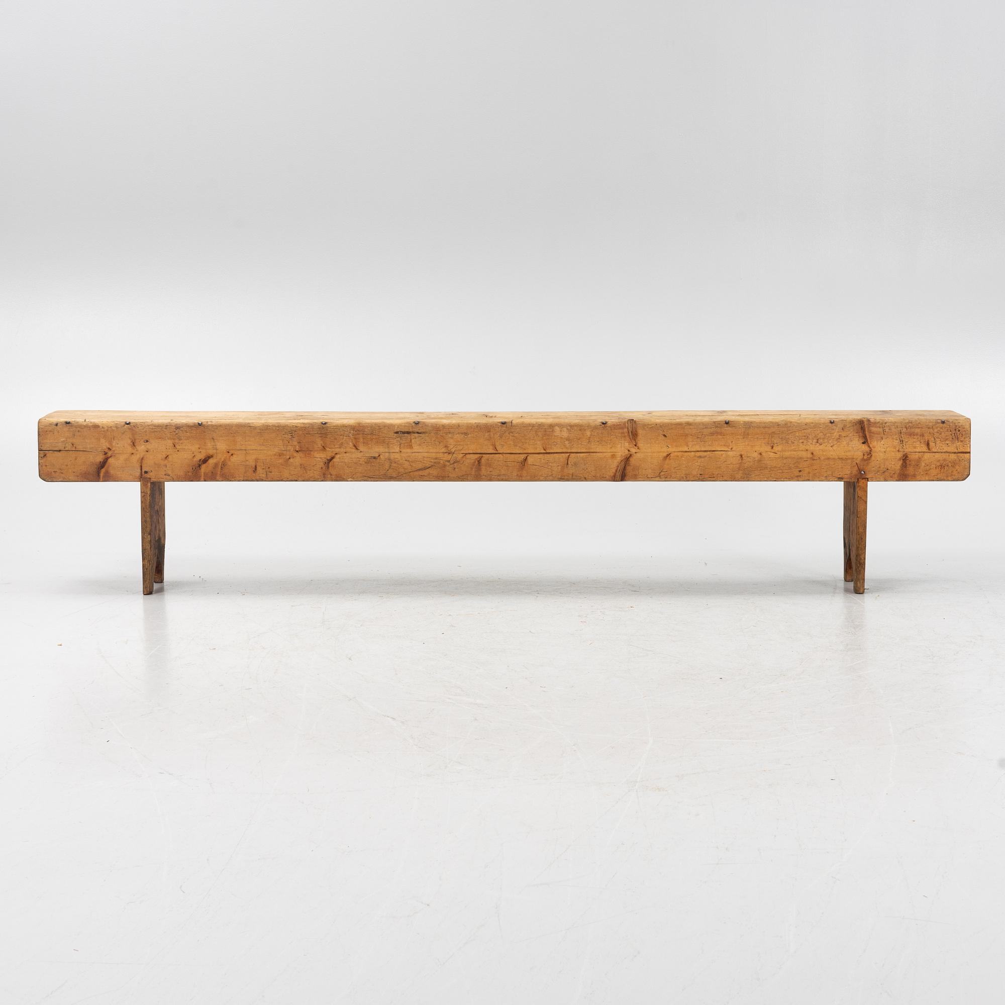 A pinewood bench 18th Century.