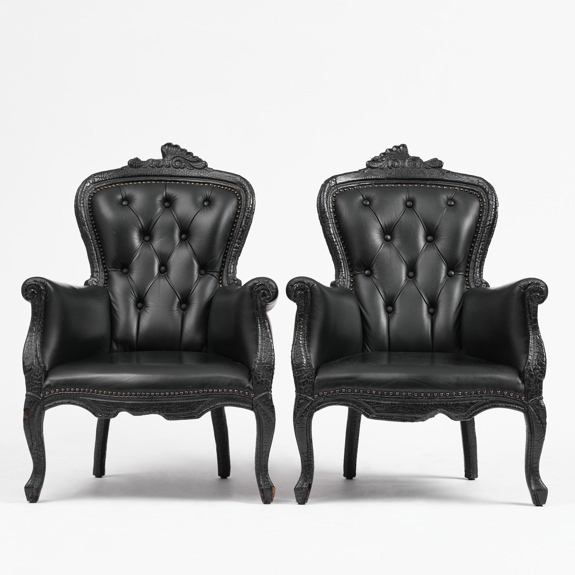 Maarten Baas, a pair of “Smoke Armchairs”, Moooi, the Netherlands, post 2002.